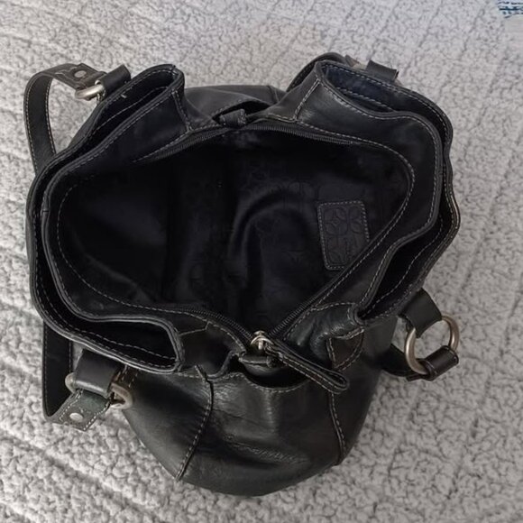 VINTAGE FOSSIL Leather Satchel Purse/Bag - Black - Picture 3 of 10